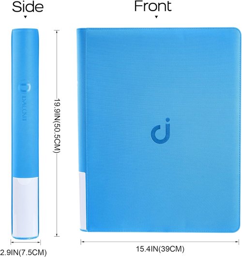 D DACCKIT Top Loader Binder - 16-Pocket Holder for 640 Trading Cards | Sky Blue, 3" x 4" Size