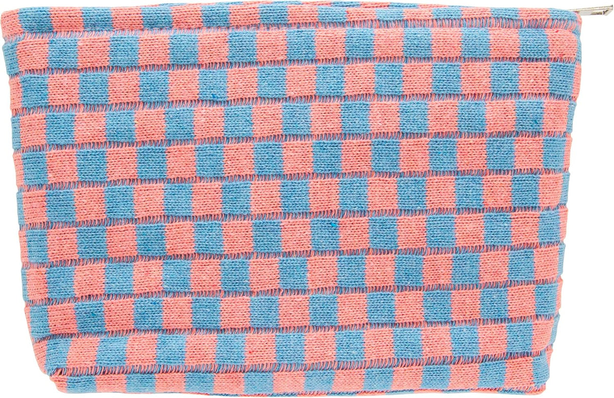Checkered Makeup Bag for Purse, Small Travel Cosmetic Pouch,Hotpink,6 Pack