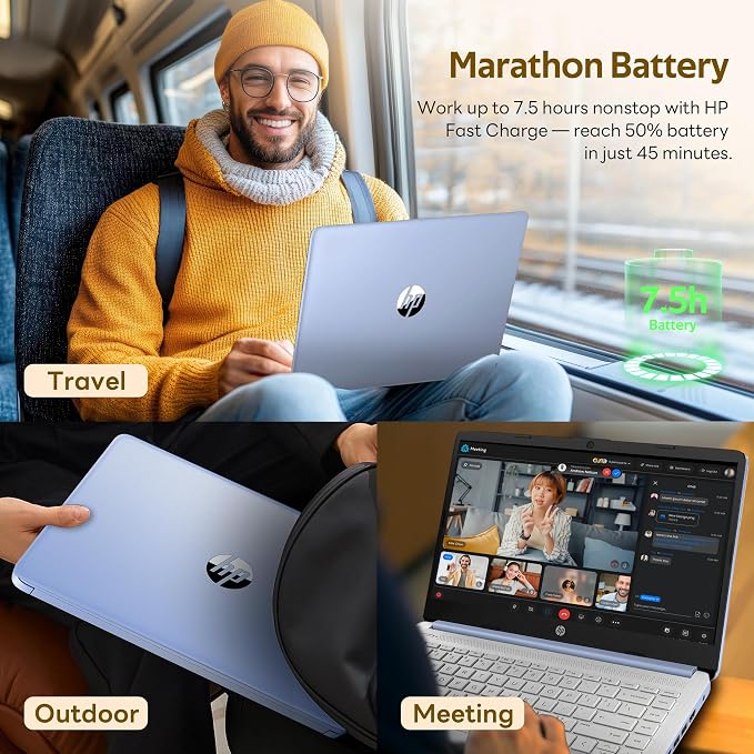 HP Stream 14" HD Laptop with AI Copilot for Student & Business, Intel Processor N150, 4GB RAM, 1.12TB Storage (128GB UFS + 1TB Docking Station), 1 Year Office 365, 720p Webcam, Win 11, Sky Blue