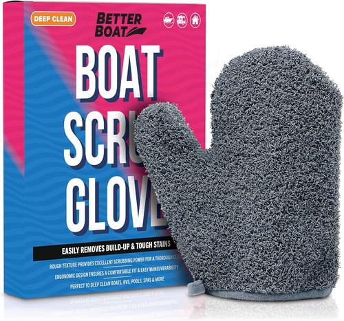Boat Scrubbing Brush Glove - Heavy-Duty Deck & Hull Scrub Mitt for Marine & Fishing Boats
