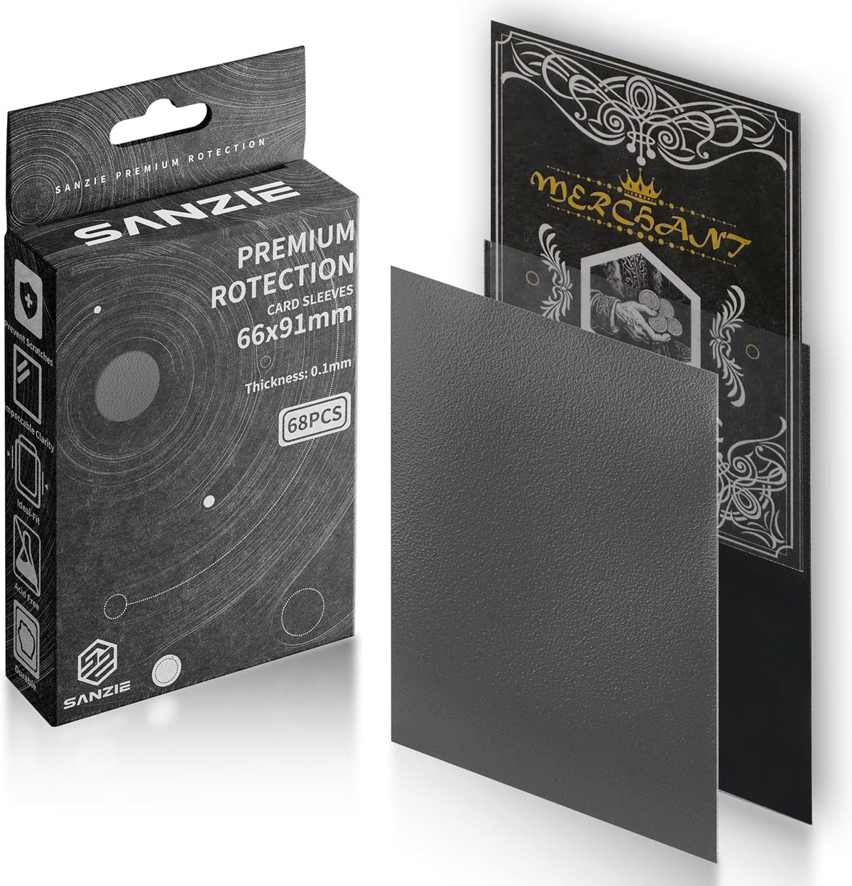 SANZIE Matte Card Sleeves - Premium Deck Protectors for MTG & TCG | 68 Count Deep Gray