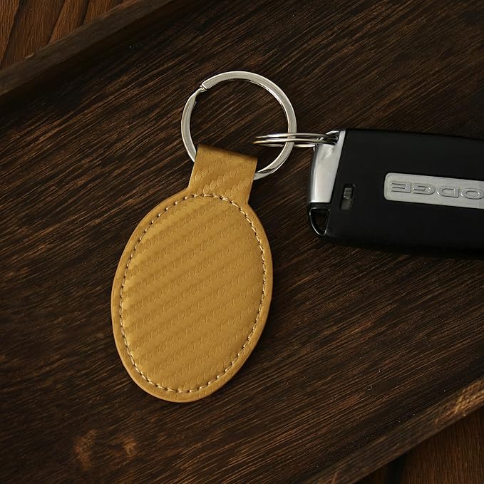 LaserGram Oval Keychain, Golfer Golfing, Personalized Engraving Included (Carbon Fiber Gold)