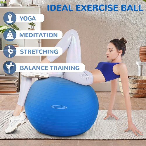 Fitvids Exercise Ball - Anti-Burst Slip Resistant Fitness & Yoga Ball with Quick Pump | 65cm