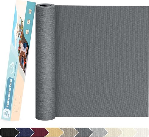 KING MOUNTAIN Canvas Repair Patch - 16x30 Inch Self-Adhesive Waterproof Fabric for Sofas, Tents & More | Charcoal Grey