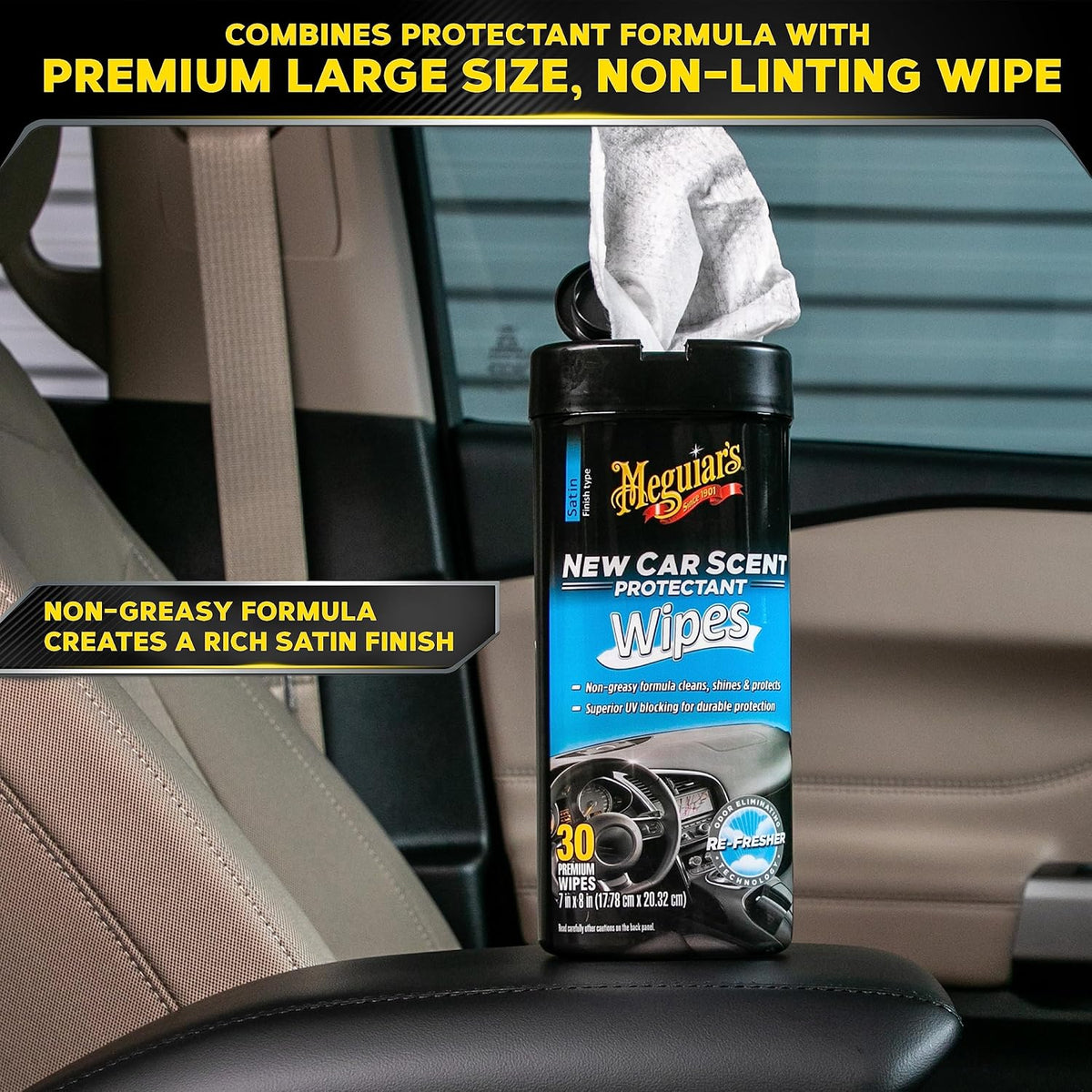 Meguiar’s New Car Scent Protectant Wipes, Car Wipes For Drivers &amp; Detailers—Car Cleaning Wipes That Clean, Protect And Freshen; Car Interior Wipes For Cars, Trucks &amp; Suvs - 30 Count