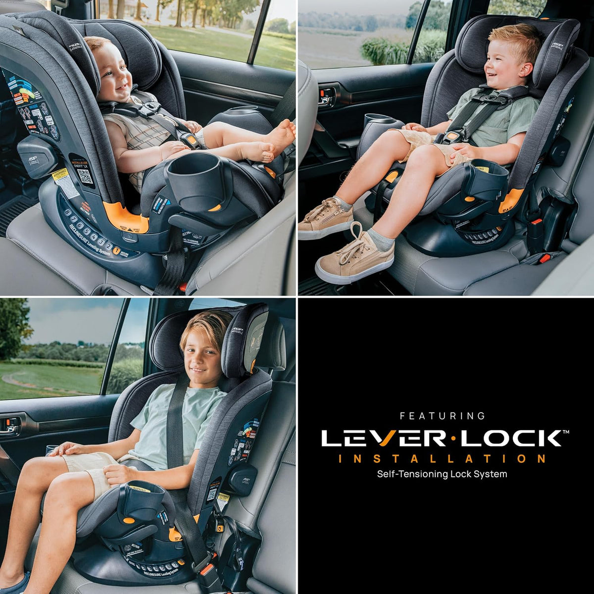 Chicco OneFit LX ClearTex All-in-One Booster Car Seat, LeverLock