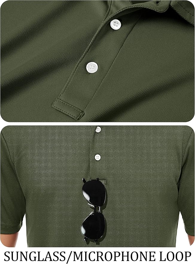 TACVASEN Mens Golf Shirt Dry Fit Mens Polo Shirts Short Sleeve Performance Golf Polos for Men with Collar Work Shirts
