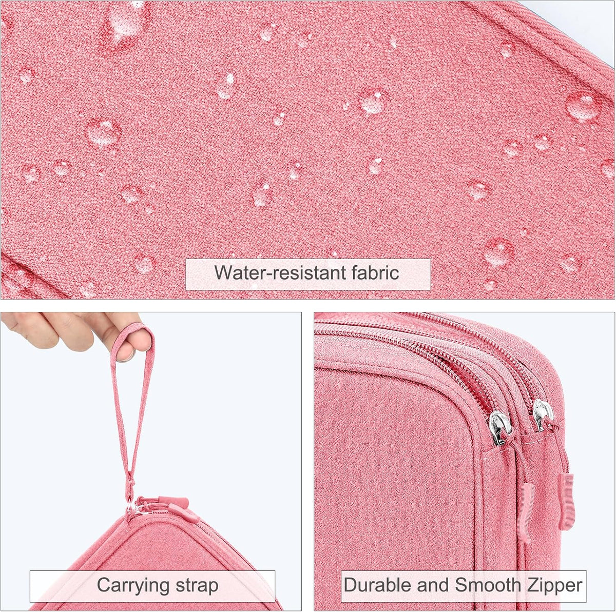 FYY Electronic Organizer, Travel Tech Pouch Bag, Large, Pink