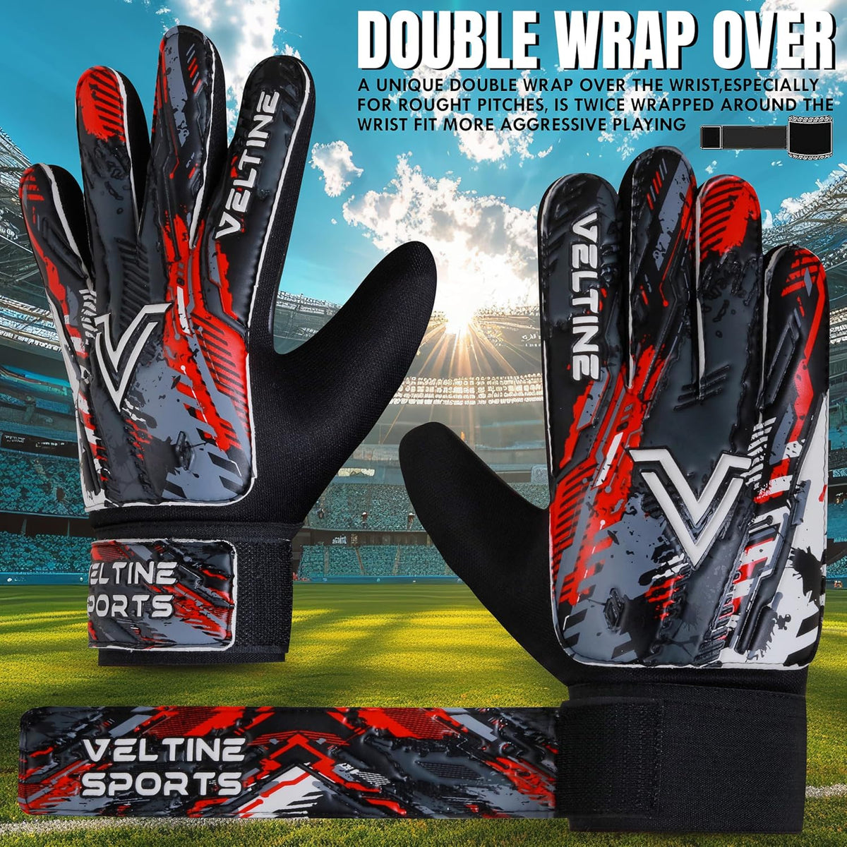 Regine Switzerland Soccer Goalie Gloves - Youth & Adult Football Gloves with Double Wrist Protection & 4mm Anti-Slip Grip
