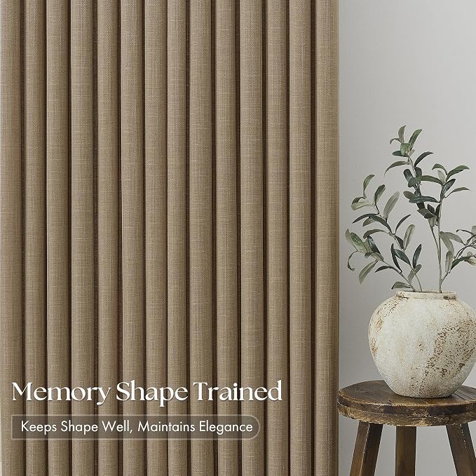 Extra Long 112 Inch Pinch Pleated Living Room Curtains 4 Panels Set, Light