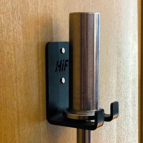 HIFLAME Single Olympic Barbell Hanger,Garage Gym Bar Wall Rack,Vertical Barbell Mount Rack,Space Saving Commercial or Home Gym Accessory,Holds Under 33mm Bar Size.（Black）