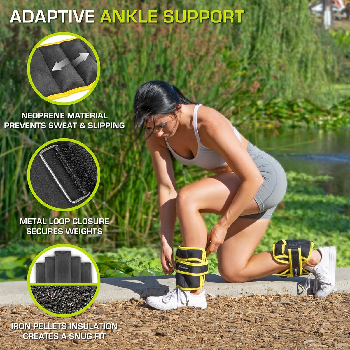 ProsourceFit Adjustable Ankle/Wrist Weights Set - 1 lb to 5 lb | Perfect for Men & Women