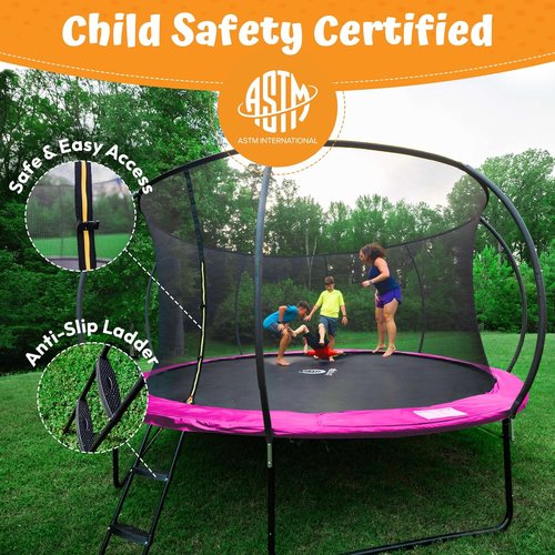 Jumpzylla Trampoline - ASTM Approved Outdoor Fun for Kids & Adults | 8FT to 16FT with Enclosure & Ladder