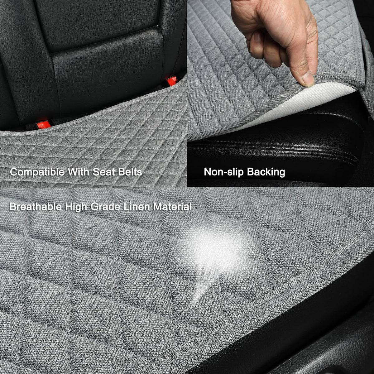 West Llama Linen Car Seat Covers,Bottom Seat Covers for Cars Include 1 Rear Bench Cover Universal Fits 90% Vehicles,SUVs,Cars,Sedans,Gray