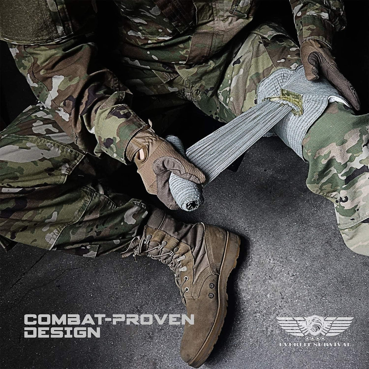EVERLIT Emergency Trauma Kit, CAT GEN-7 Tourniquet 36" Splint, Military Combat Tactical IFAK for First Aid Response, Critical Wounds, Severe Bleeding Control (Tan)