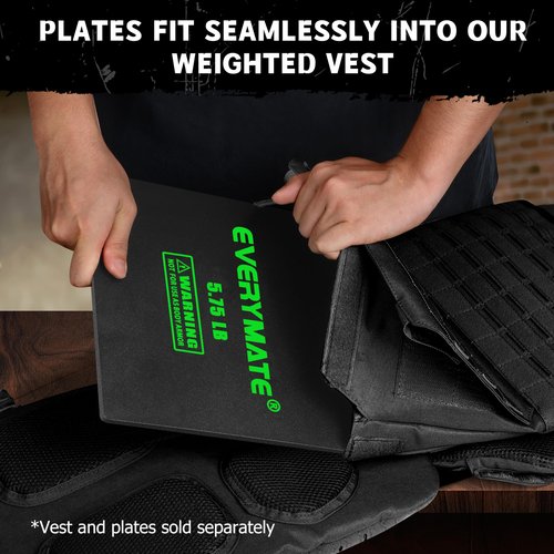 EVERYMATE Tactical Weighted Vest Plates – 3.75/5.75/8.75/14.5/19.75LB Pairs – Insert Weighted Vest Plates- Contoured Ergonomic Fit – WODs, Strength Training, Running, Weight Plates for Vest