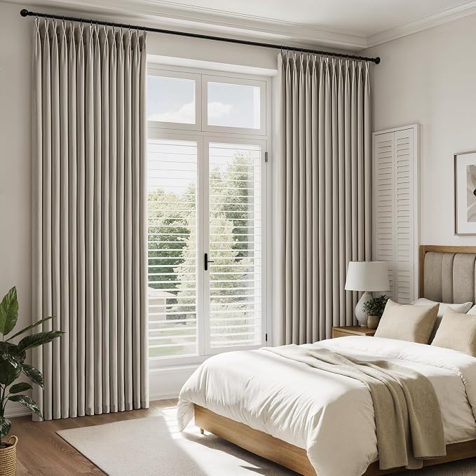 Memory Trained Pinch Pleated Curtains 92 Inches Long, Viral Linen Pinch Pleat