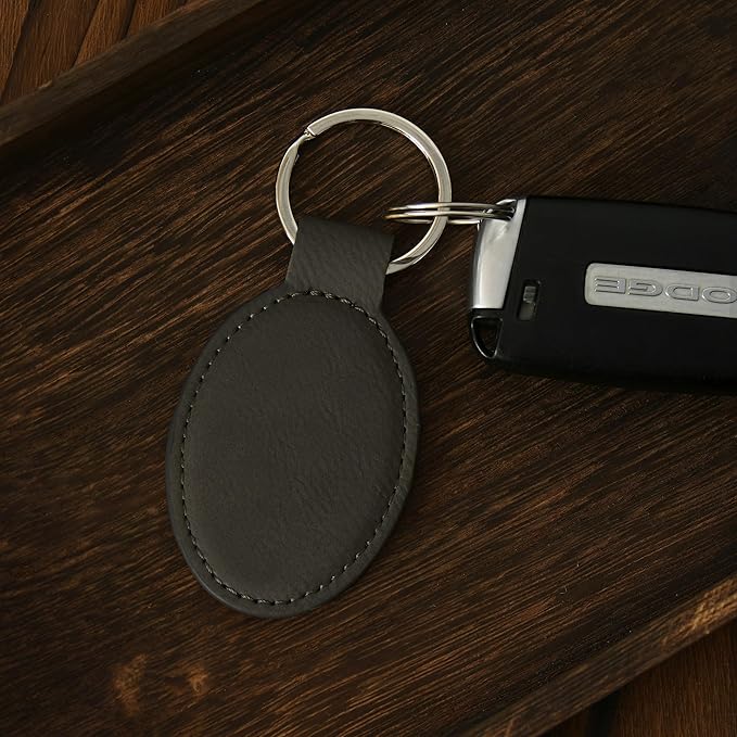 LaserGram Oval Keychain, Off Road Racer, Personalized Engraving Included (Gray)