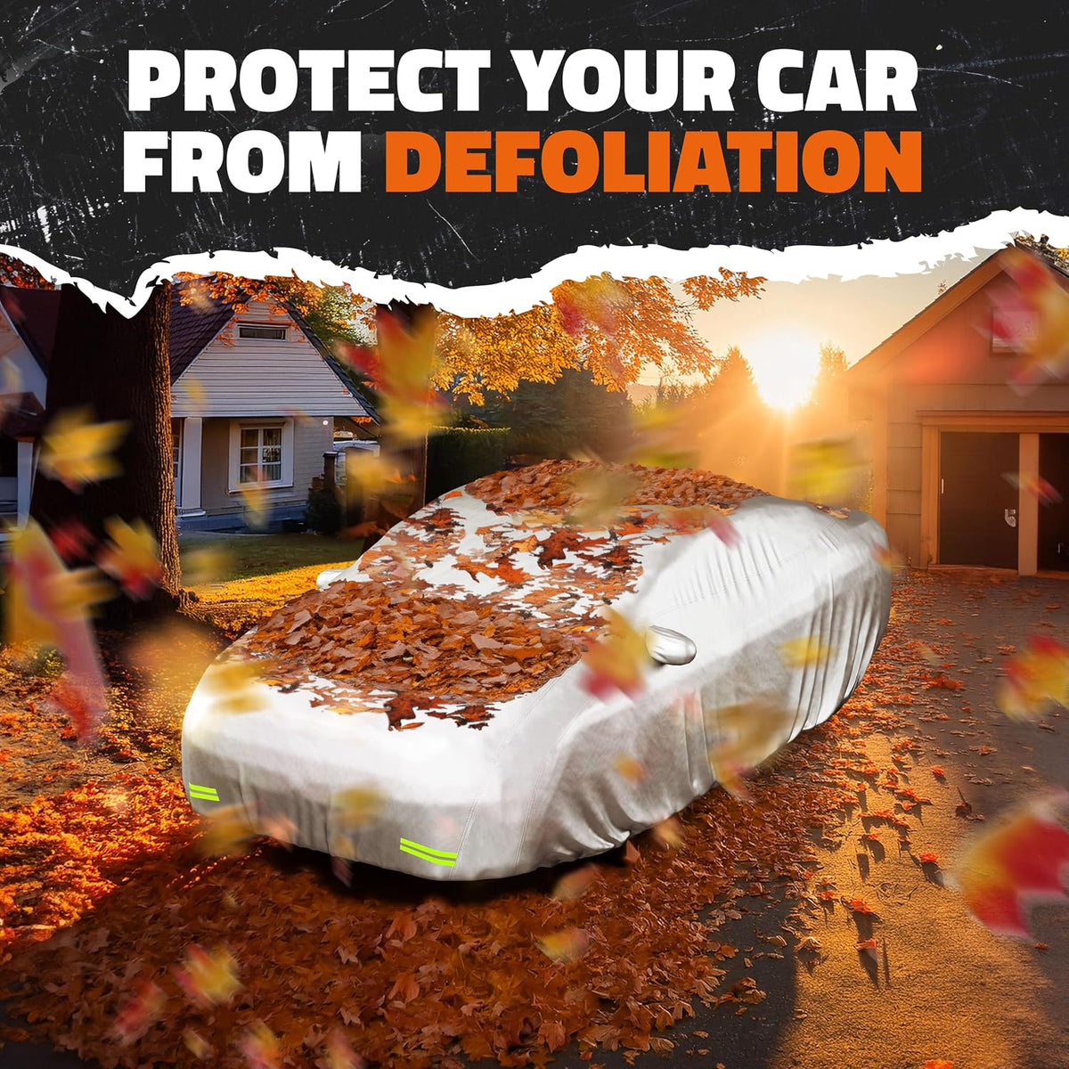 Mockins 185"x70"x60" Small Sedan Car Cover for Snow Frost UV &amp; Light Rain | All Weather 190T Polyester Outdoor &amp; Indoor Car Covers for Automobiles | Water-Resistant Full Exterior Covers with Strap