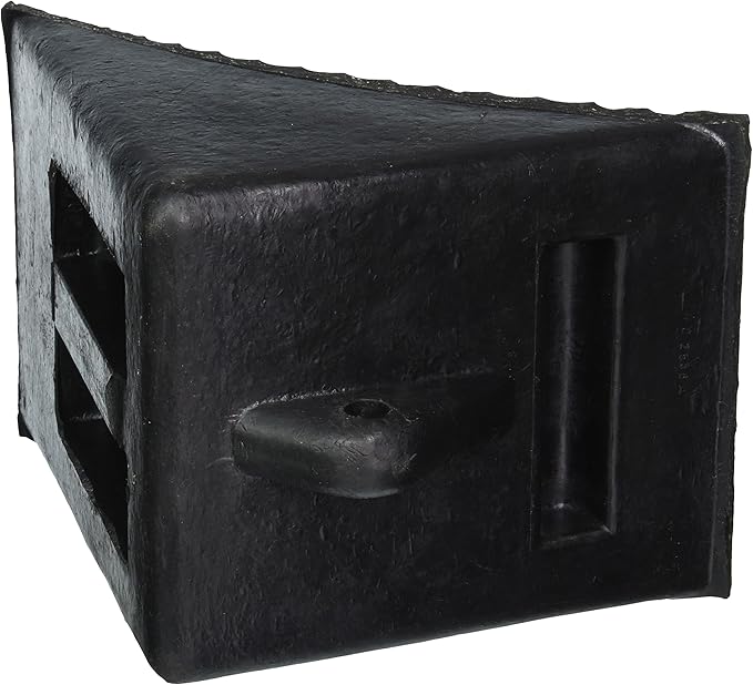 Buyers Products WC2556A Heavy Duty Rubber Wheel Chock, 7x10.25x8.13 Inch, Molded Hand Hold, Oil Resistant Tire Chocks, OSHA Compliant, Ideal for Vehicle Storage, Trailers, Shipping Docks