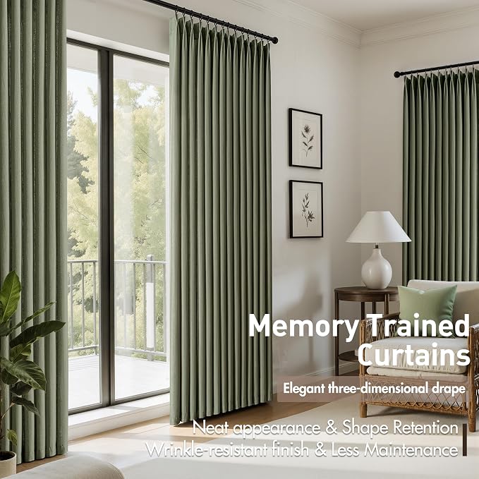 Memory Trained Pinch Pleated Curtains 90 Inches Long, Linen Pinch Pleat Sheer