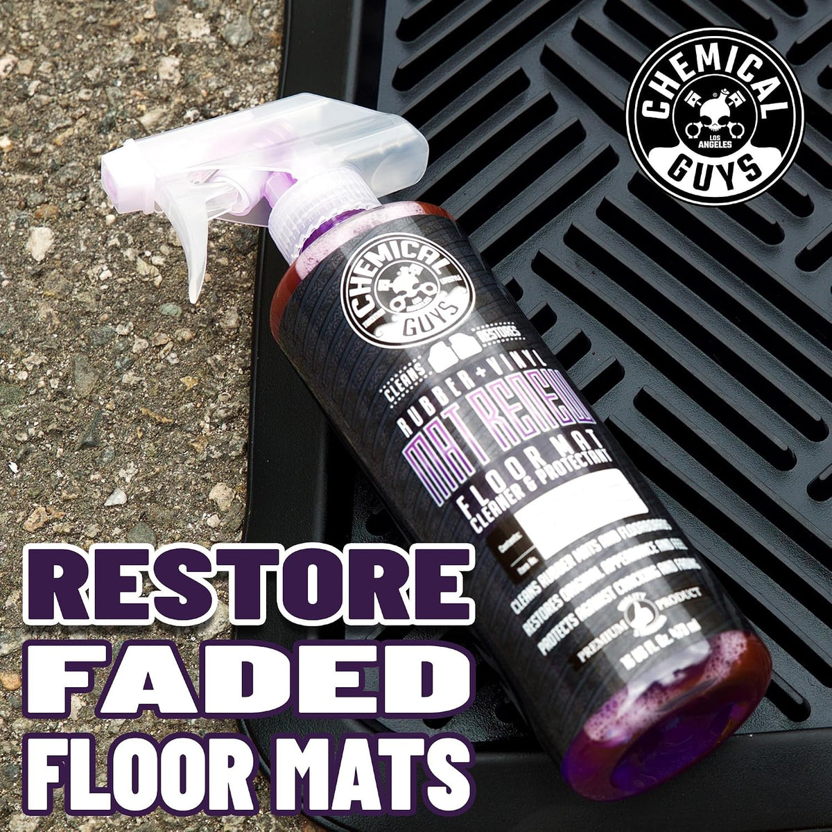 Chemical Guys Rubber and Vinyl Floor Mat Cleaner and Protectant, 32 oz | For cars, trucks, SUVs, and RVs, dry-touch cleaner protectant for rubber and vinyl mats, dissolves and releases dirt and oil
