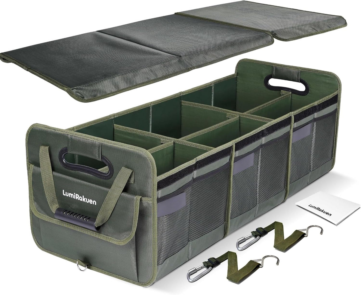 Heavy Duty Trunk Organizer with Lid for Car & SUV (XL, Black)