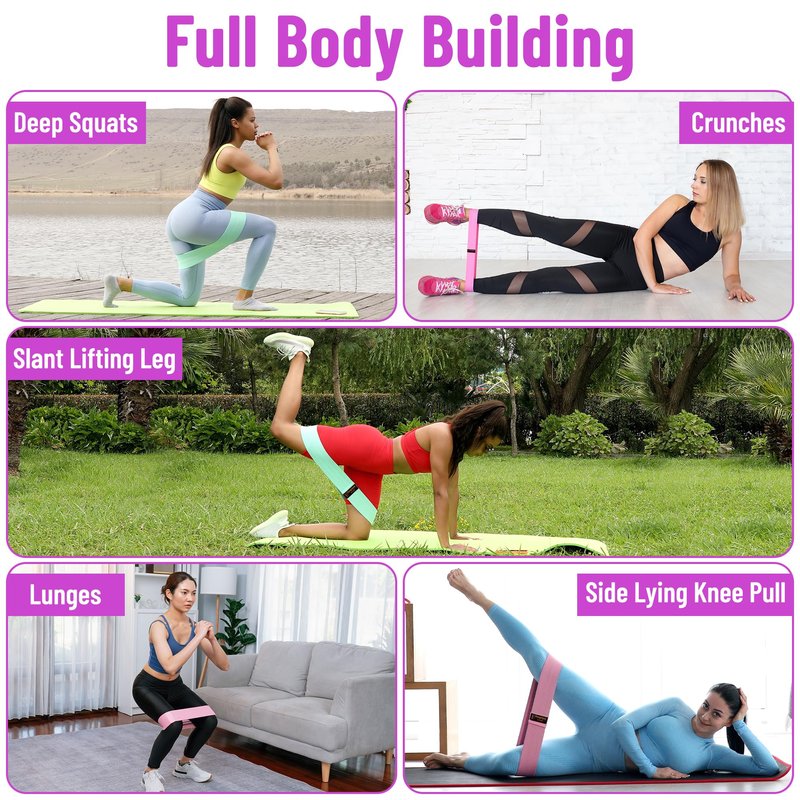 OrangeSpark Resistance Bands – Premium Workout Bands for Women & Men, 3-Piece Stretch Band Set for Glutes, Legs, Pilates & Strength Training (Pink)