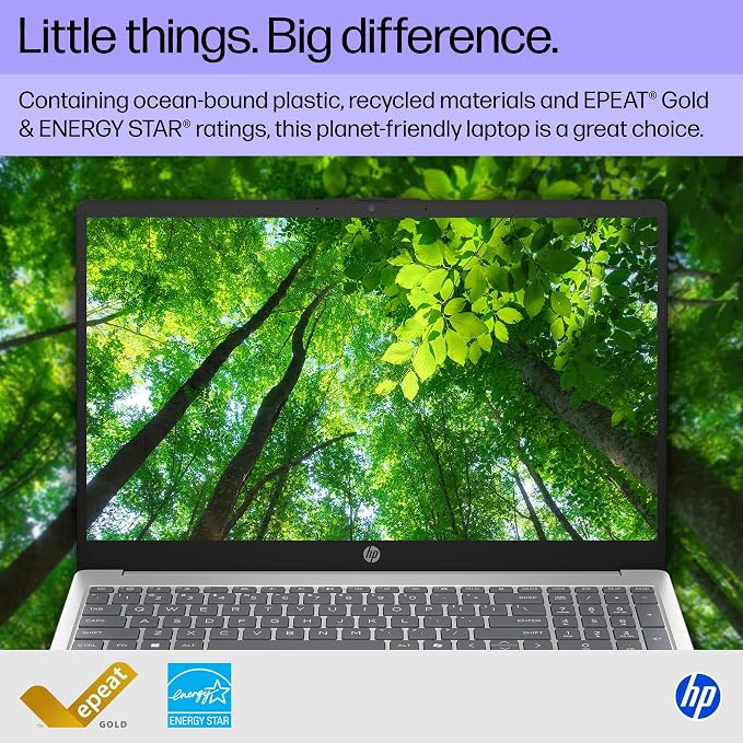 HP 15.6 inch Laptop, FHD Display, AMD Ryzen 7 5825U, 8 GB RAM, 512 GB SSD, AMD Radeon Graphics, Windows 11 Home, Natural Silver, 15-fc0502nr