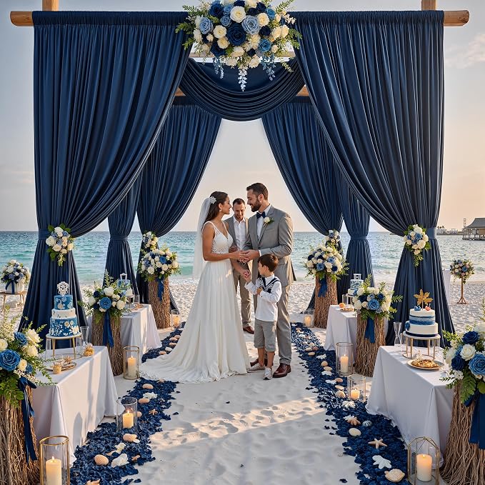 50ft x 12ft Wrinkle Free Navy Blue Backdrop Curtains