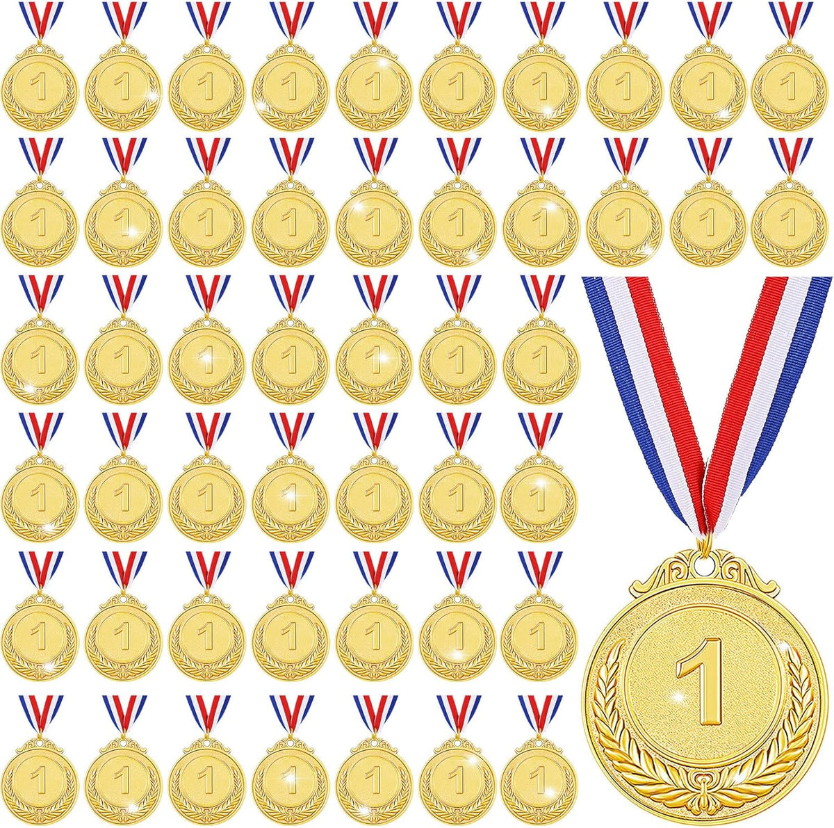 Yinkin Gold Award Medals - 1st Place Medals for Kids | Ribbon Included for Sports Competitions