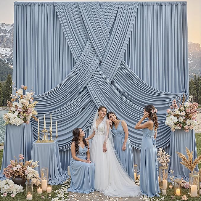 50ft x 12ft Dusty Blue Backdrop Curtains