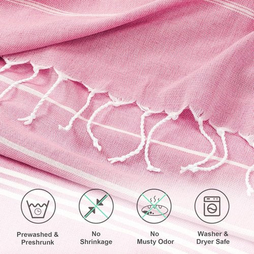 Aegero Turkish Beach Towel - Quick Dry, Sand-Free Oversized Bath & Pool Towel | 36"x71", Pink