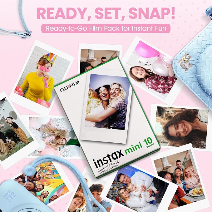 Fujifilm Instax Mini 12 Instant Camera Pastel Blue + Minimate Custom Designed