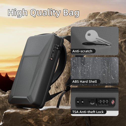 DAIERTEK Starlink Mini Case Hard Shell Starlink Mini Backpack for Dish and Accessories Waterproof Starlink Bag with TSA Combination Lock and Charging Port, Grey