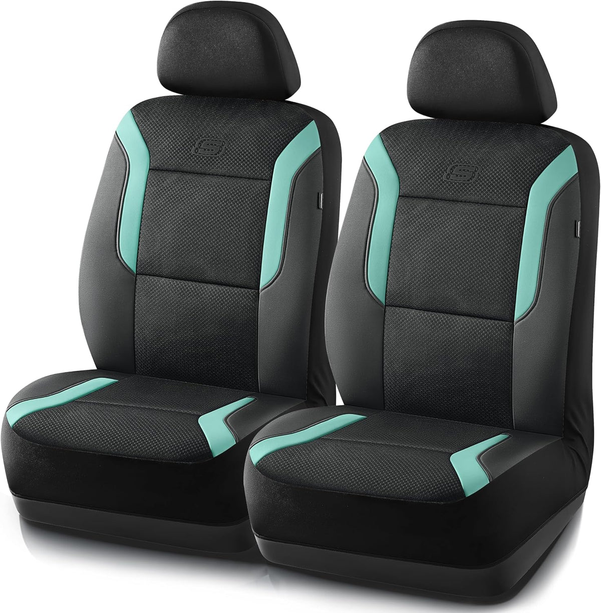 Skechers Memory Foam Car Seat Covers, Air Cool Mesh Thick Seat Covers,Car Seat Covers Front Seats Airbag Compatible, Automotive Comfort Protection for Most Cars,Van,Trucks, SUVs,Green