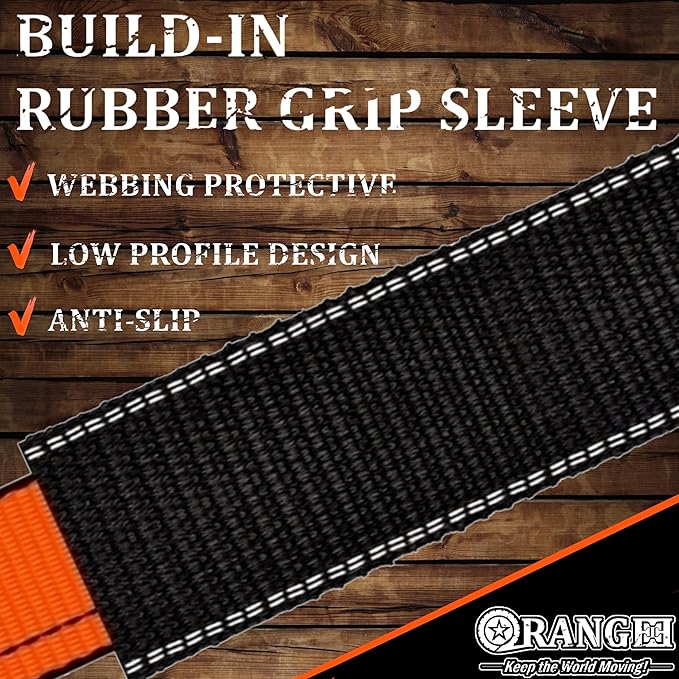 ORANGEE® Wheel Chock Tie Down Kit with Rubber Grip Sleeve for Trailer E Track System for ATV, UTV, Lawn Mower & Small Tractor and More Working Load 1500lb…