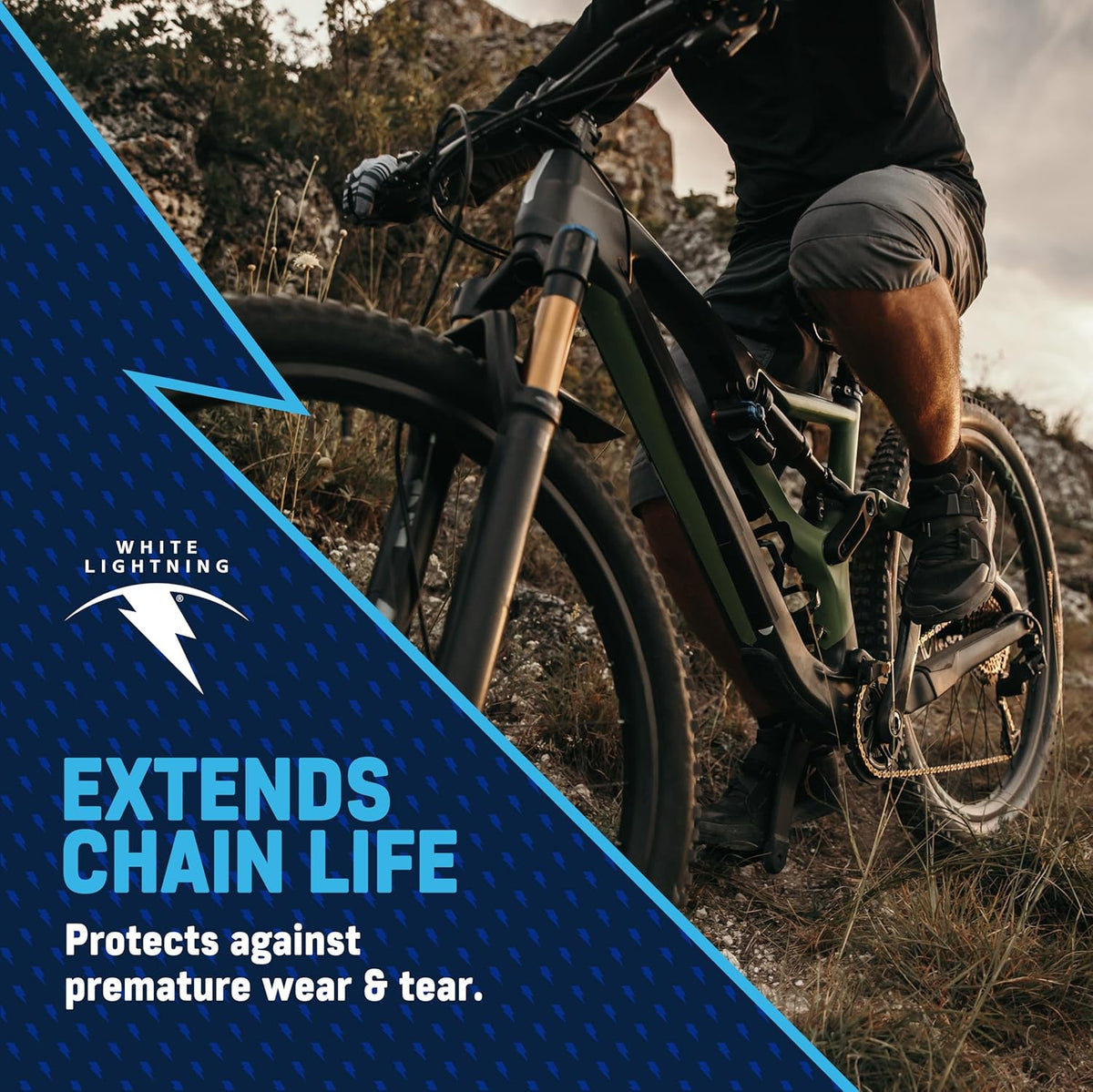 White Lightning Clean Ride Bicycle Chain Lubricant - 100% Oil-Free, Self-Cleaning, 4 oz