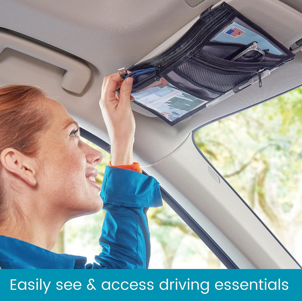 High Road Car Visor Organizer and Sun Visor Document Holder with Pockets