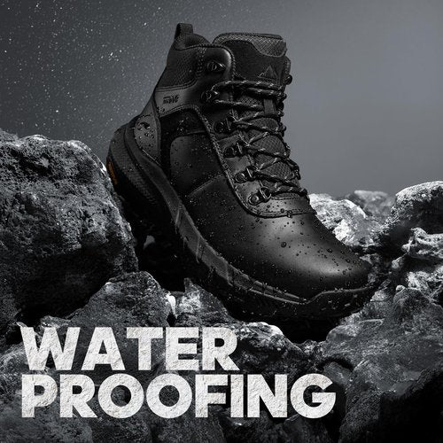 NORTIV 8 Men's Waterproof Hiking Boots Lightweight Outdoor Mid Trekking Leather Shoes DriftShield,Size 10,Black,NMUMHB2505