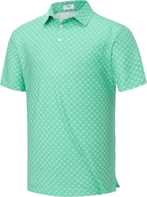 KYKU Men's Golf Polo Shirt - Short Sleeve Casual Athletic Top with 4-Way Stretch & Side Split Hem
