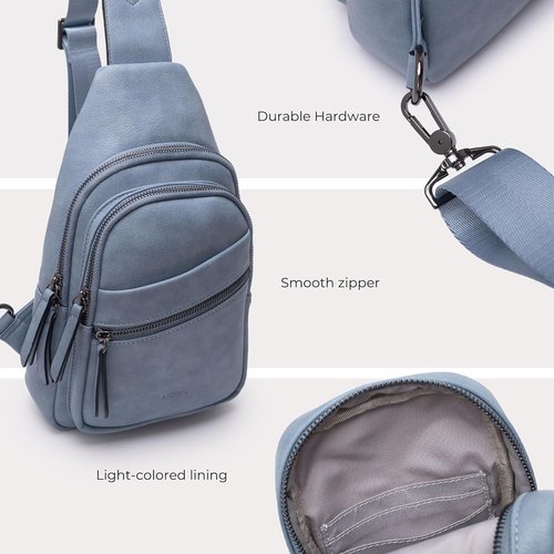 Alldaily Large Sling Bag - Fashionable Leather Crossbody Purse for Women | Trendy Travel Chest Bag (Blue)
