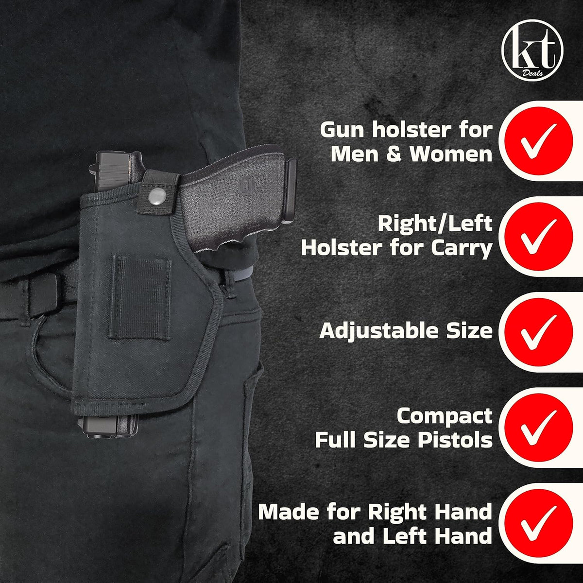 Universal Gun Holster - IWB/OWB Waist Belt Pistol Holster for Glock 380 & 9mm - Right/Left Hand Draw
