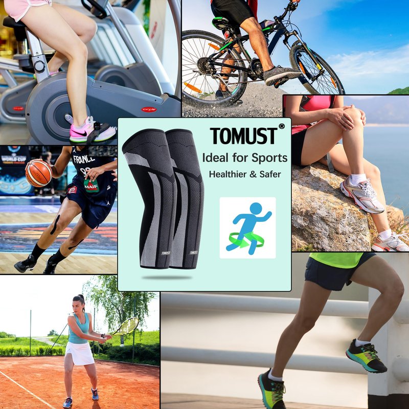 TOMUST Full Leg Compression Sleeve (Pair), Thigh Support, Calf Protect, Anti Slip Long Knee Brace for Joint Pain, ACL, MCL, Meniscus Tear, Arthritis, Tendonitis, Running, Basketball, Football, XXXL