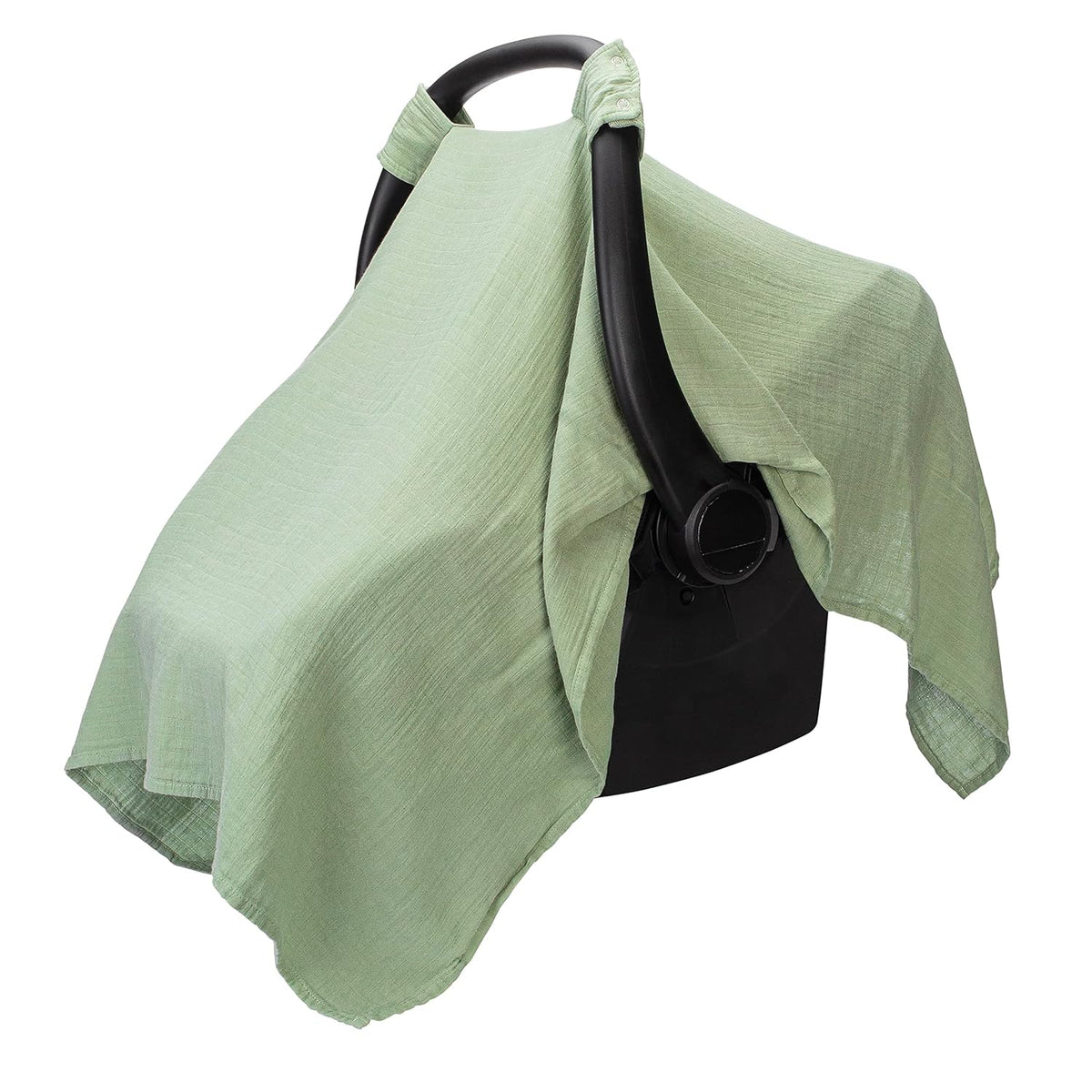 Comfy Cubs Baby Car Seat Cover - Soft, Breathable Bamboo Rayon and Muslin Cotton Blend - Lightweight Canopy for Sun, Bug, and Comfort Protection - Large Size Infant Seat Cover in Sage Design