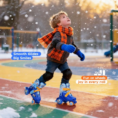 Adjustable Beginner Skates for Kids – Light-Up Wheels, Fun Tractor Design for Girls, Boys, Toddlers (Captain Fox, X-Small (6.5C–10C US))