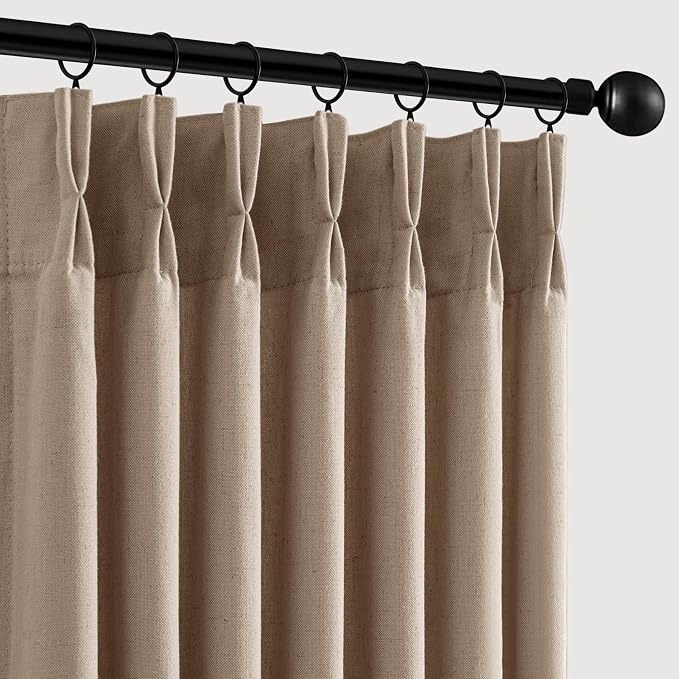 Memory Trained Pinch Pleated Curtains 96 Inches Long, Viral Linen Pinch Pleat