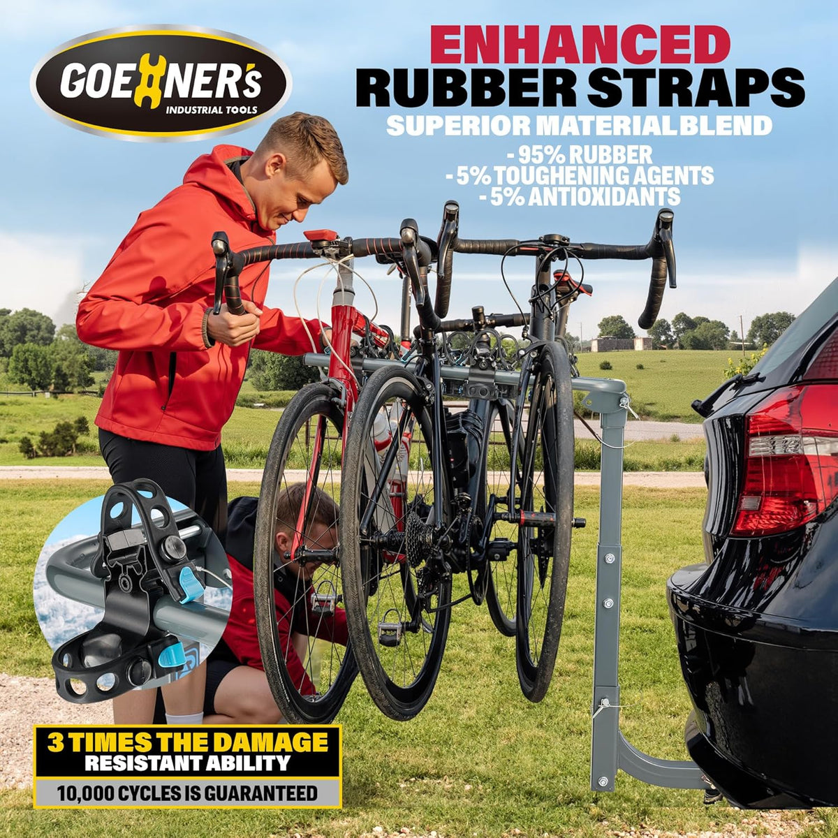Upgrade 2.0 Hitch Bike Rack - Heavy-Duty Dual Locking Design, 240LBS Capacity | Versatile Hanging Bike Carrier for Car, SUV, Truck & RV with 2” Receiver