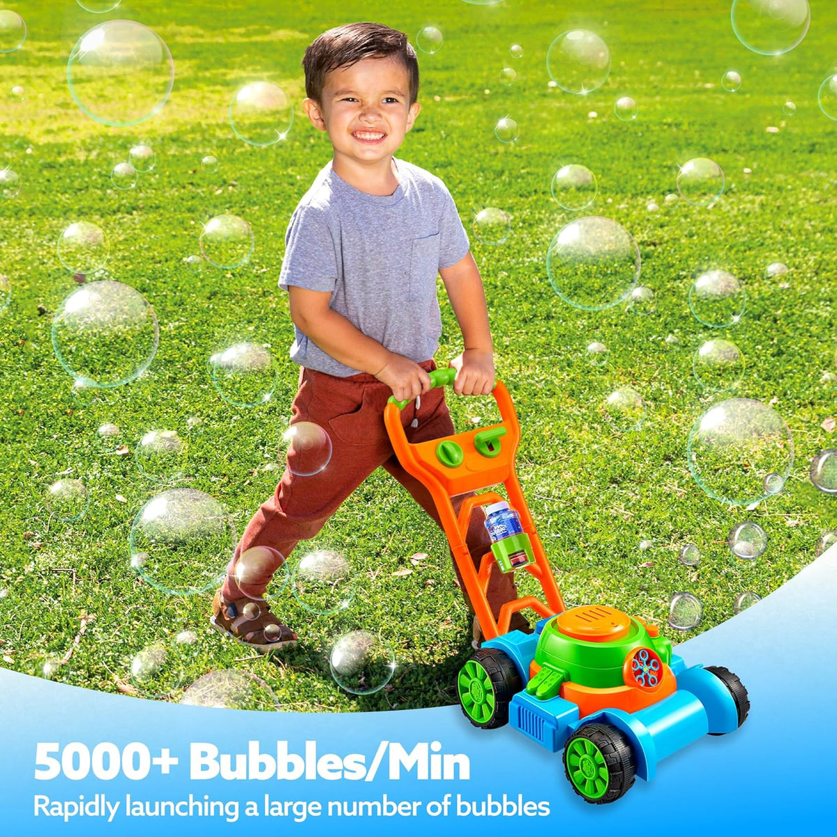 SLOOSH Bubble Lawn Mower | Spill-Proof Bubble Machine Toy for Toddlers Age 1-3 - Perfect for Indoor & Outdoor Fun
