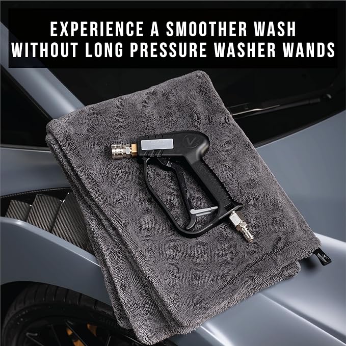 VIKING Premium Swivel Pressure Washer Gun, Short Handle with ¼” Quick Connect for a Gas or Electric Pressure Washer, Includes 3 Adapters and 2 Nozzles for Car Cleaning Kit